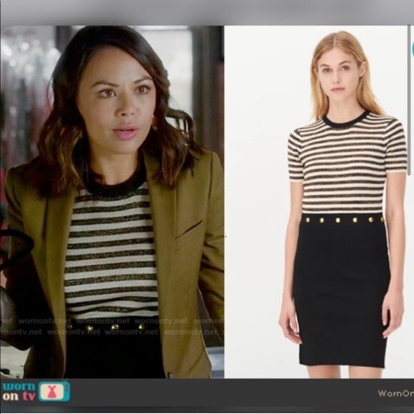 Sandro “Redlake” metallic striped mini dress 1/S - Picture 3 of 6